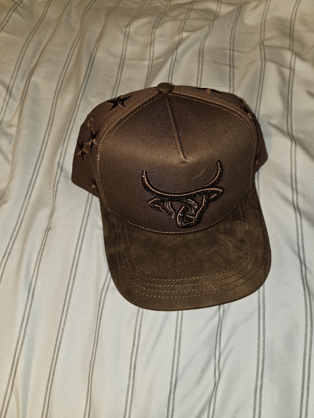 Lost Brown Trucker Hat with Embroidered Bull